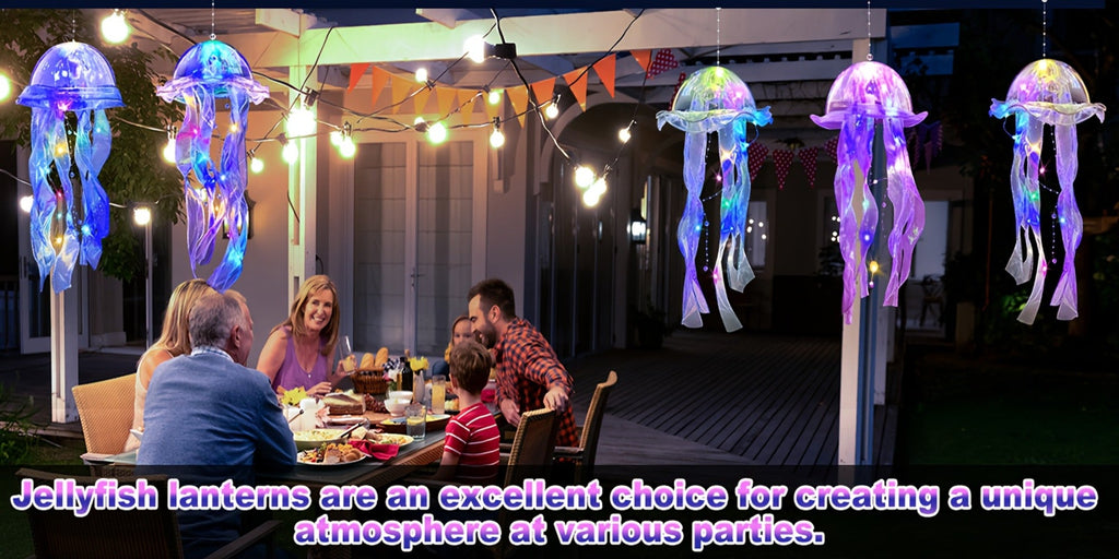 Jellyfish Lantern Party Decorations 5 Pack – Colorful Translucent Ribbon Hanging Lights for Halloween Christmas Wedding Birthday, Indoor Outdoor Festive Event Decor (Crystal Ribbon - product image 11