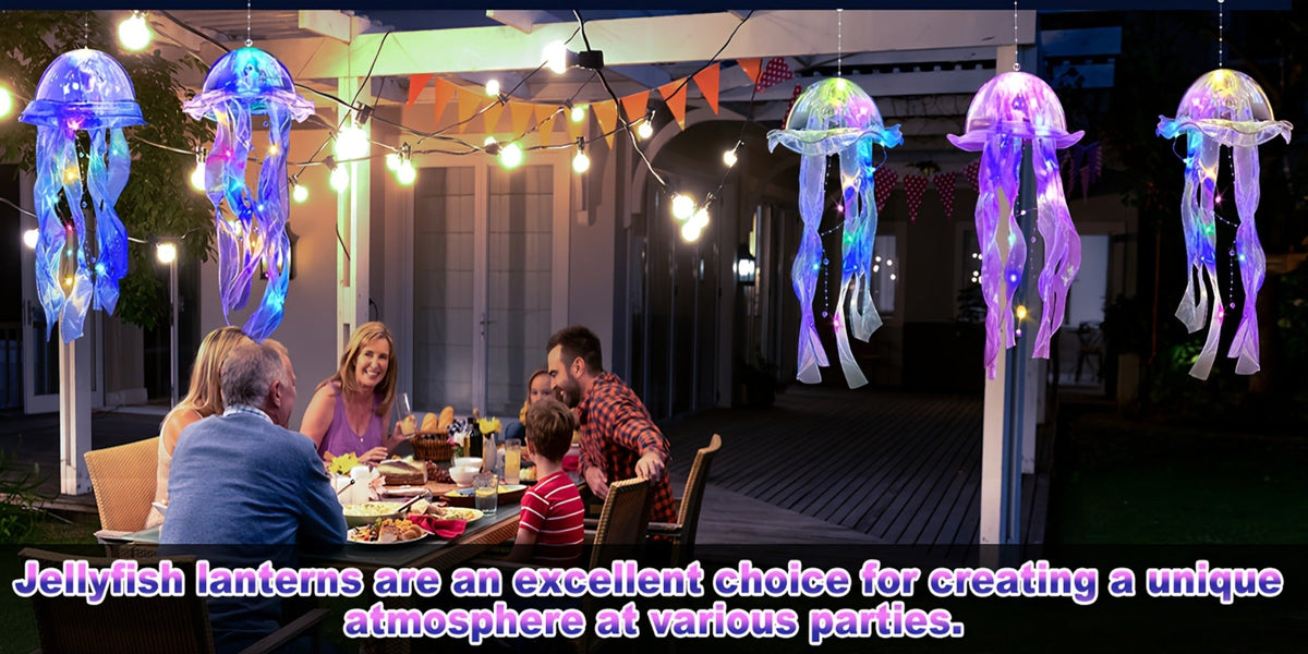 Jellyfish Lantern Party Decorations 5 Pack – Colorful Translucent Ribbon Hanging Lights for Halloween Christmas Wedding Birthday, Indoor Outdoor Festive Event Decor (Crystal Ribbon - product image 11