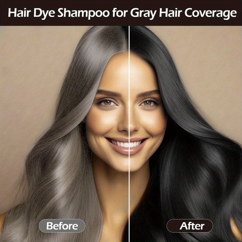 Grey Hair Dye Shampoo 3-in-1 Natural Plant-Based Herbal Formula — Non-Stick Scalp, Covers White Hair in Minutes, 500ml — Black, Dark Brown, Chestnut Brown for Men & Women - product image 19