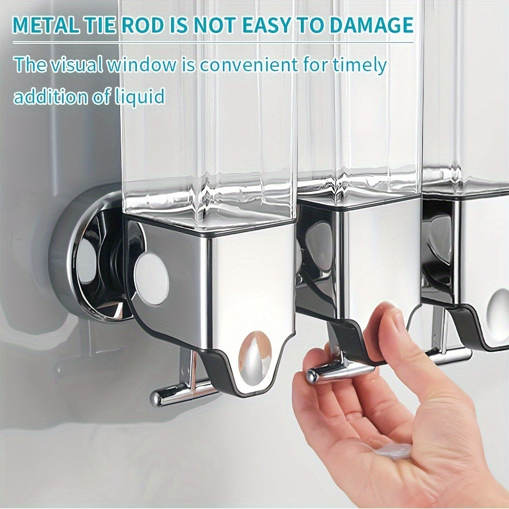 Wall Mounted Soap Dispenser Set 3-Pack No Drill 16.91oz Shampoo Shower Gel Conditioner Dispenser for Bathroom Kitchen - product image 6