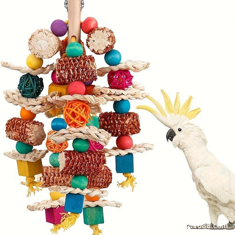 Parrot Chew Toy 16 Inch Natural Corn Cob Rattan Woven Bird Cage Accessory Foraging Toy for Medium Large Parrots Cockatiels Conures Macaws for Everyday Use - product image