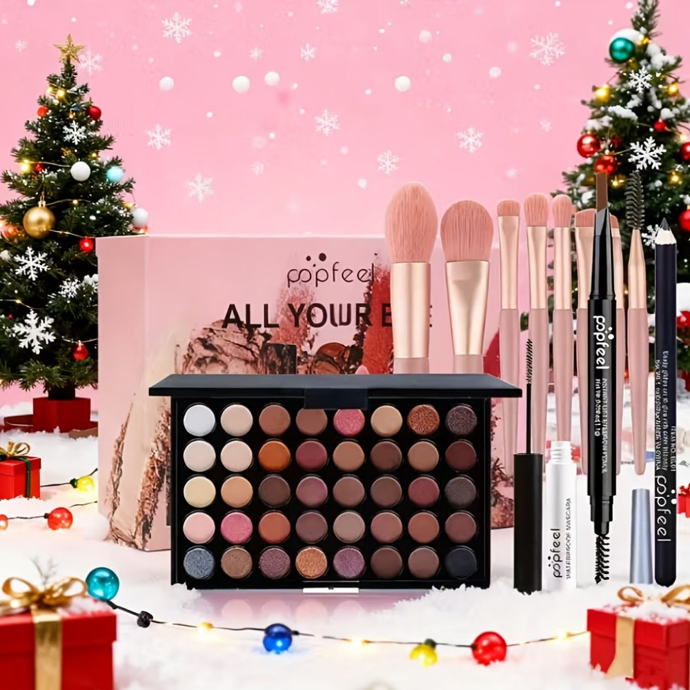 Makeup Kit Full Face All in One Eyeshadow Palette Blush Powder Foundation Mascara Brush Set Berry Neutral Shades for Women Beginners Daily Travel Party Gift - product image 8
