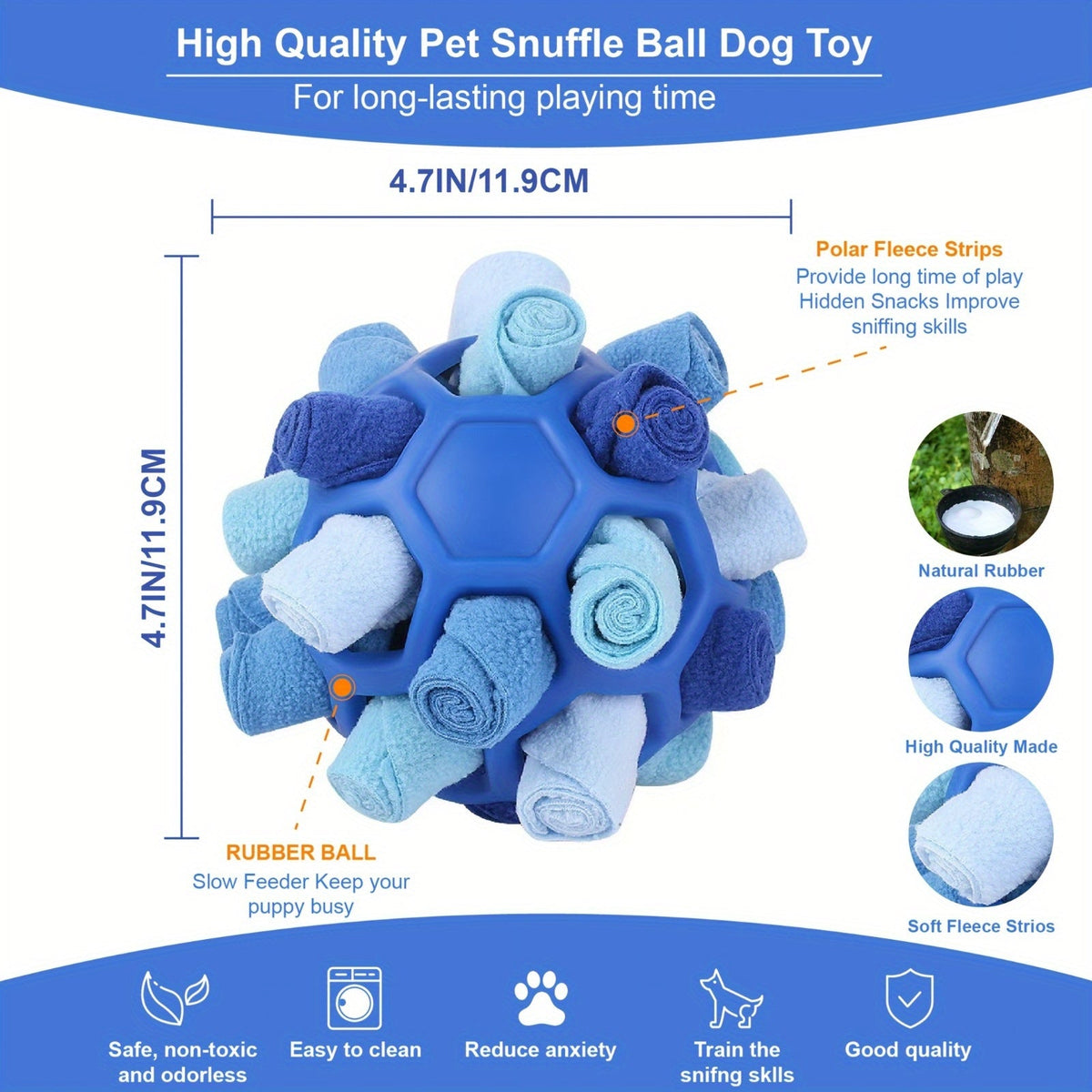 Snuffle Ball Dog Toy | Interactive Foraging Treat Dispenser & Slow Feeder Puzzle Toy for Small Medium Large Dogs, Snuffle Mat Ball for Mental Stimulation - product image 2