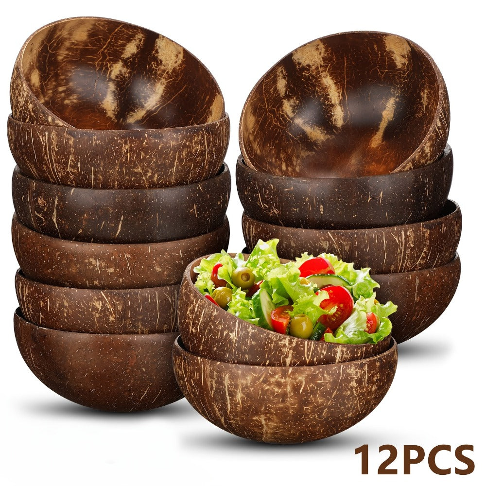 Coconut Shell Bowls Polished Handmade Natural Wooden Bowls for Smoothie, Acai, Fruit, Salad & Yogurt — Rustic Decorative Serving Bowls, Eco-Friendly Vegan Kitchen Gift | 3 or 12 Pa - product image 3