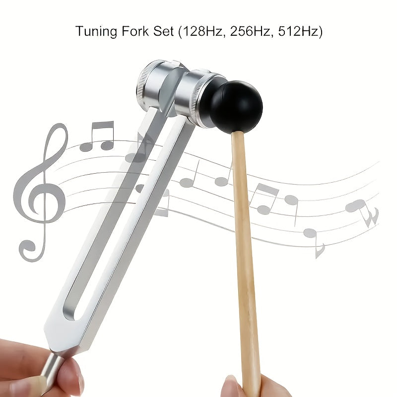 Chakra Healing Tuning Fork Set - (128Hz, 256Hz, 512Hz) Aluminum Alloy Neural Tuner - Suitable for Sound, Instrument, Vibration, Including Accessories and - product image 4