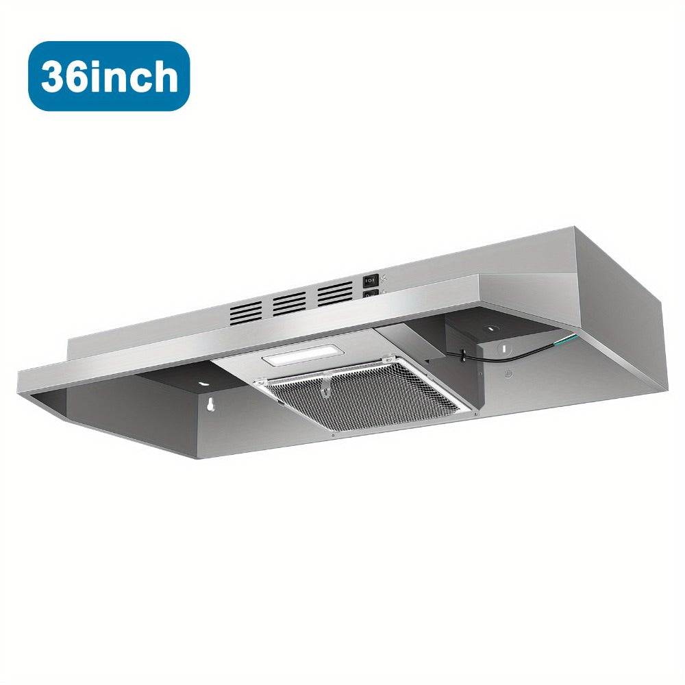 Range Hood 36 Inch Under Cabinet Ducted Ductless Convertible Stainless Steel 350CFM 2-Speed Exhaust Fan LED Light 3-Layer Aluminum Mesh Filter Top Rear Venting Kitchen Vent Hood - product image 5