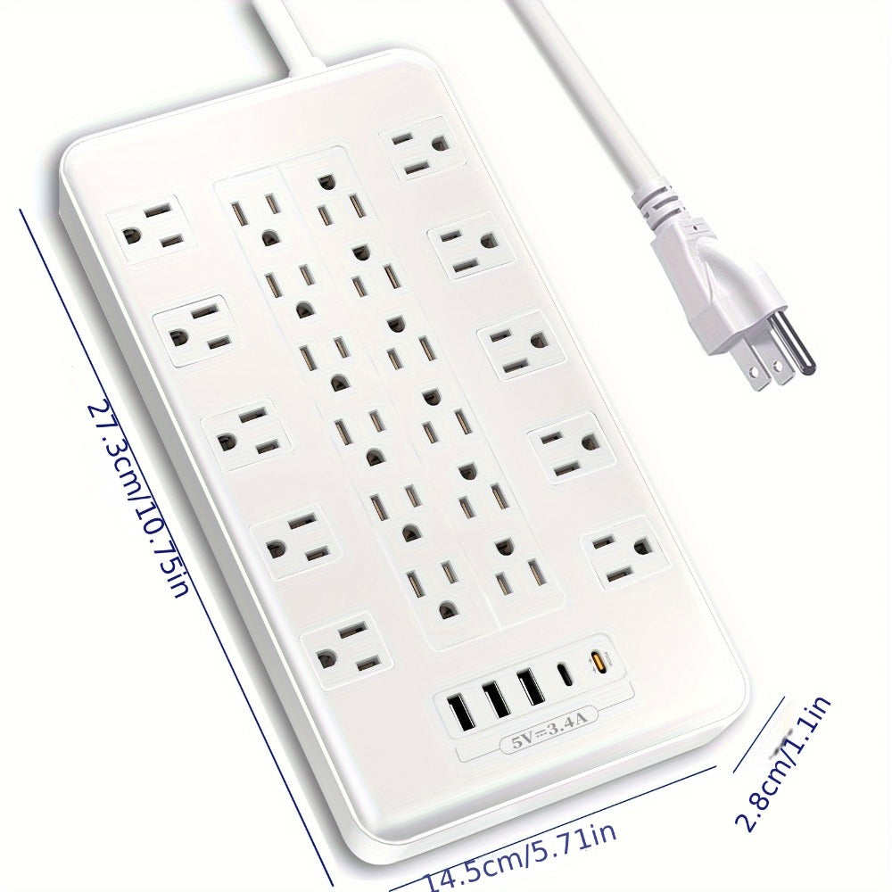 Surge Protector Power Strip with USB C Ports 22 AC Outlets 5 USB Ports - 6ft Flat Plug Extension Cord PD 20W Fast Charging 1875W 15A - Heavy Duty Wall Mount Under Desk Power Strip  - product image 4