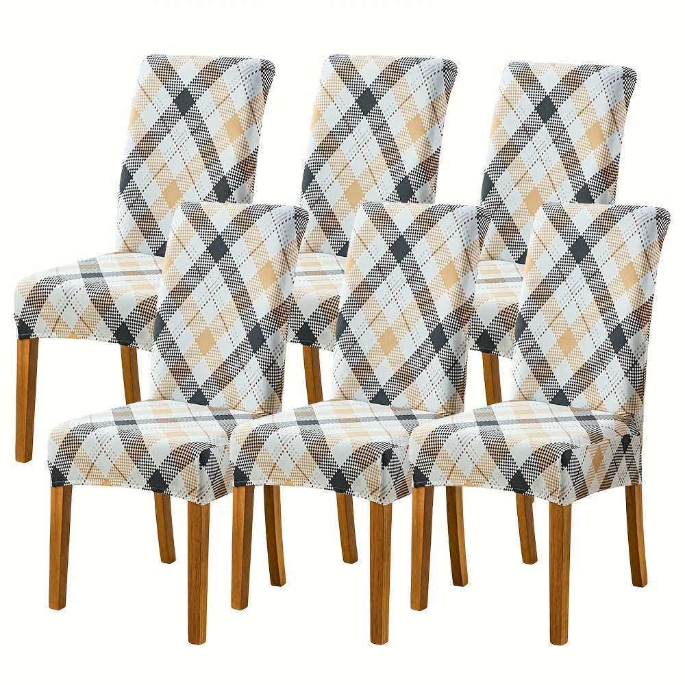 Dining Chair Covers Slipcovers Set of 4 or 6 - Spandex Stretch Milk Velvet Removable Washable Parsons Chair Protector | Anti-Slip Elastic Band | Multiple Prints | Kitchen Dining Ro - product image 5