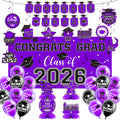 Complete Set with Backdrop Banner Hanging Swirls Balloons & Honeycomb Supplies, 6 Color Options Purple Maroon Blue Red Green Gold | Class of 2026 Graduation - product image 18