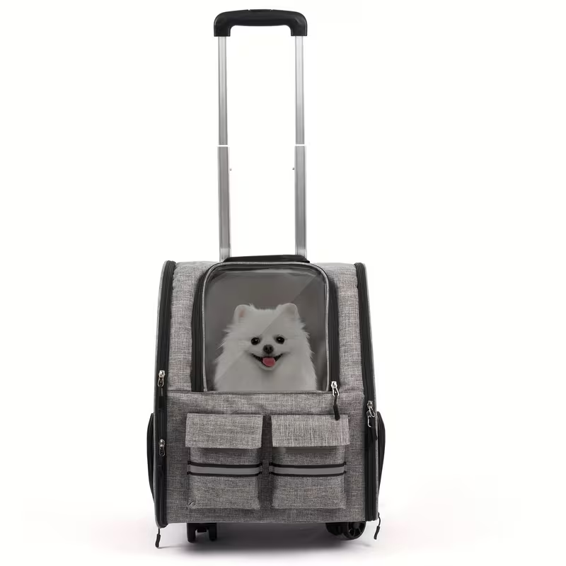 Rolling Pet Carrier with Wheels – 2-in-1 Trolley Cat Carrier Bag, Airline Approved, Telescopic Handle, Detachable Soft-Sided Travel Bag with Shoulder Strap - product image 7