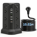Surge Protector Power Strip Tower with 12 AC Outlets 5 USB Ports 8.8FT Extension Cord Night Light 4 Individual Switches Overload Protection for Home Office Desk Dorm Room - product image 19