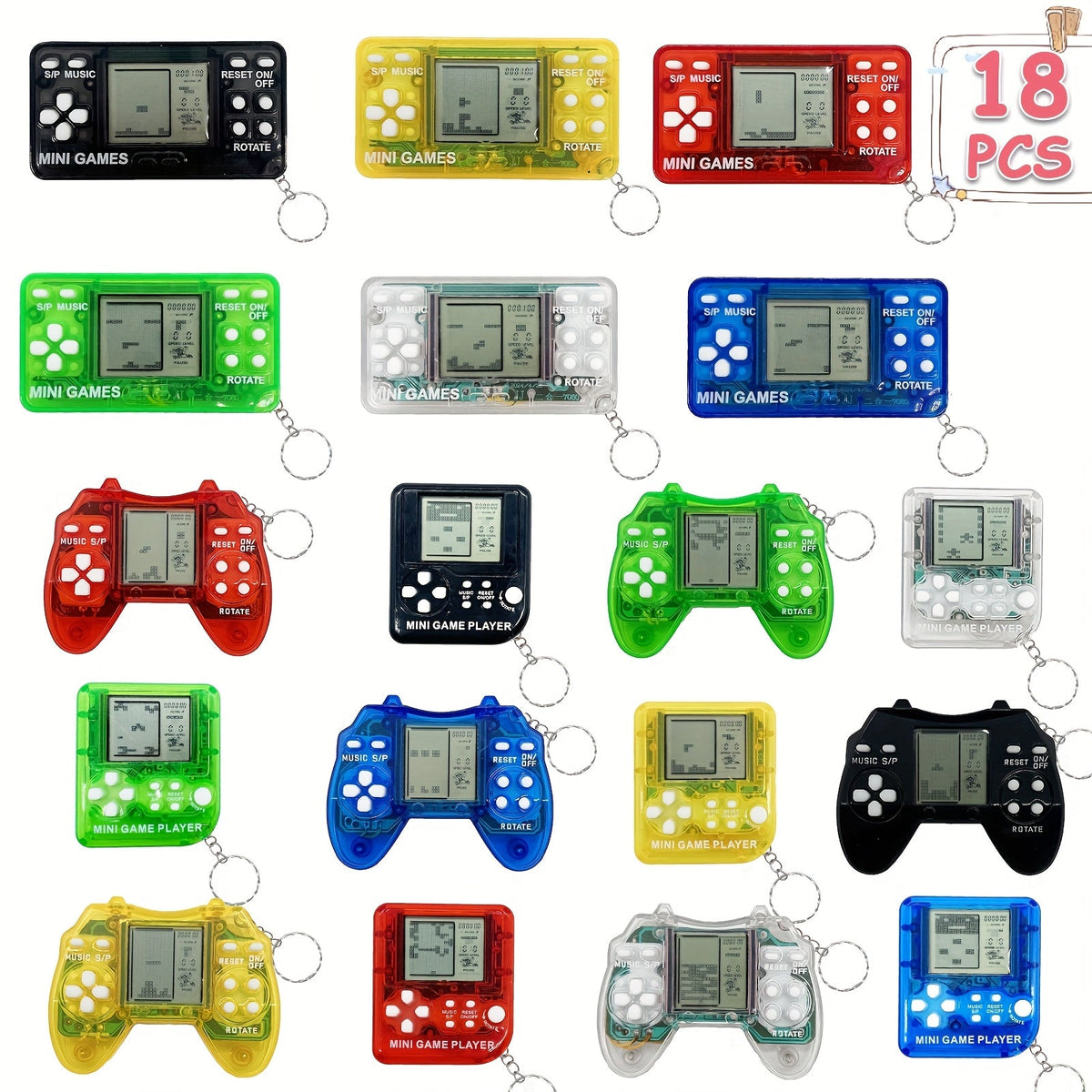 Mini Video Game Keychain Set Boys Birthday Party Supplies Goodie Bag Stuffers Classroom Prizes Gamer Gift | 18-Piece Gaming Keychain Party Favors for Kids