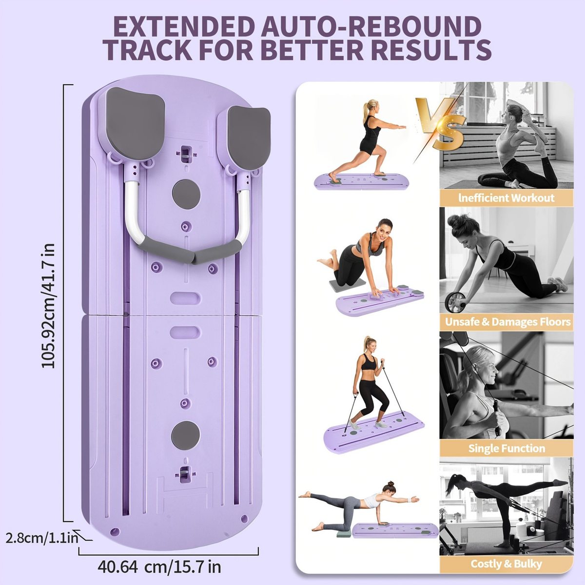 Collapsible Pilates Board 8-in-1 with Resistance Bands | Anti-Slip Yoga Push-Up Board for Core Strength, Balance, Fat Burning & Full Body Home Gym Training - product image 16