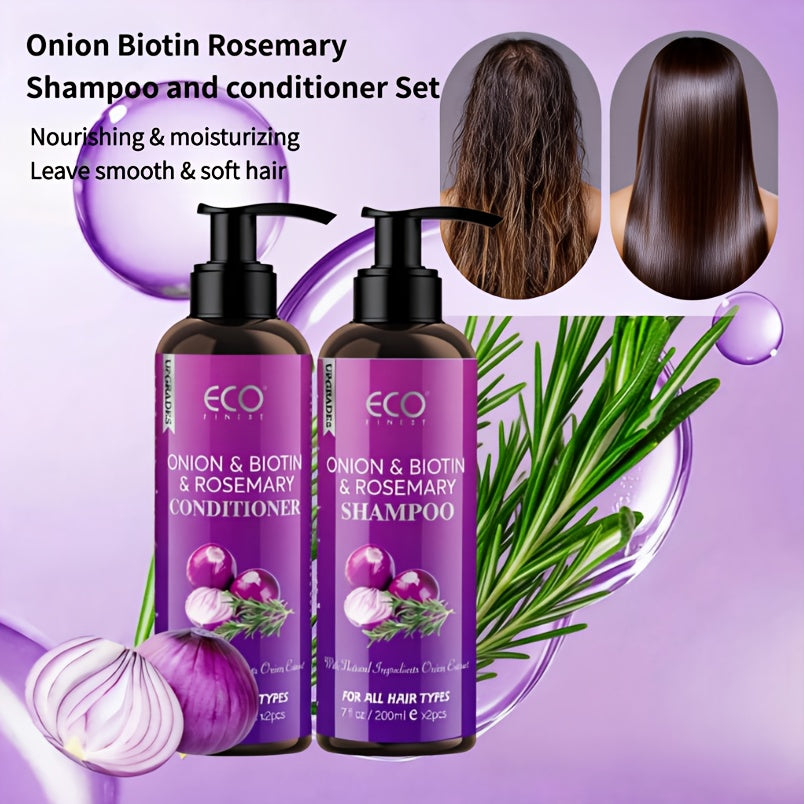 Onion Biotin Shampoo and Conditioner Set — Rosemary & Jojoba Oil, Anti-Dandruff, Strengthening & Nourishing for Dry Rough Damaged Hair, Promotes Hair Growth, Smoothing Formula, Men - product image 14