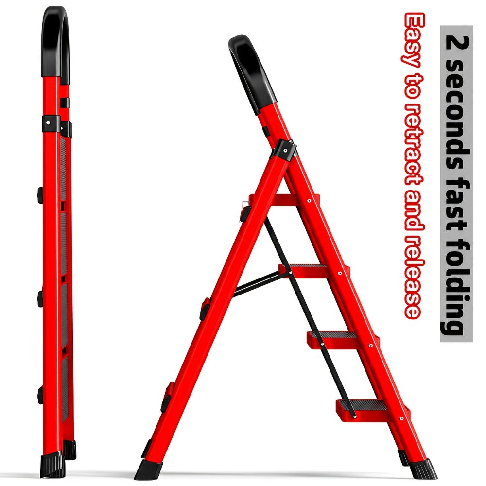 Folding Step Ladder with Anti-Slip Pedals & Handrail – 2/3/4/5 Step Stool for Adults, Sturdy Steel, Lightweight Portable, Non-Slip Feet, Rust-Resistant, Foldable for Home Kitchen O - product image 14