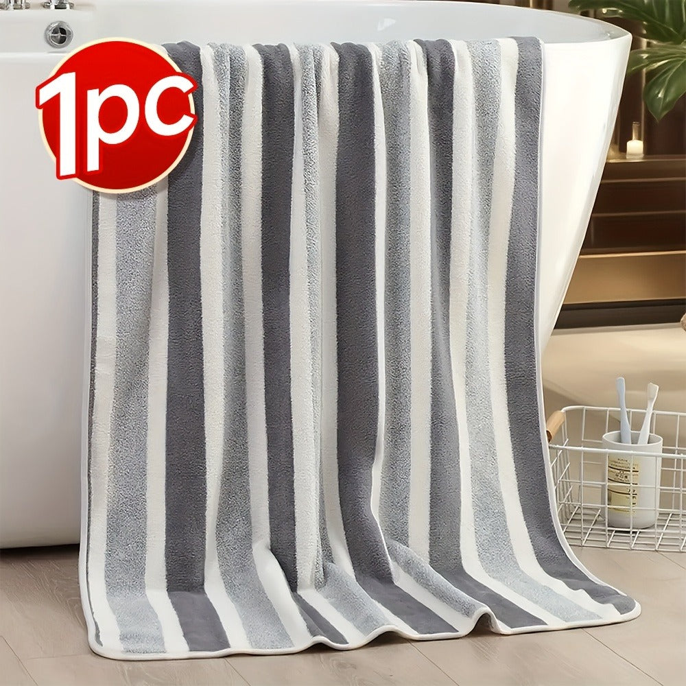Microfiber Bath Towel Set No Hair Loss - Ultra Soft Highly Absorbent Quick Dry Two-Color Striped | 1 or 4 Pack | 27x55in | Slate Gray Berry Red Pine Green Multi | Beach Spa Gym Hom - product image 13