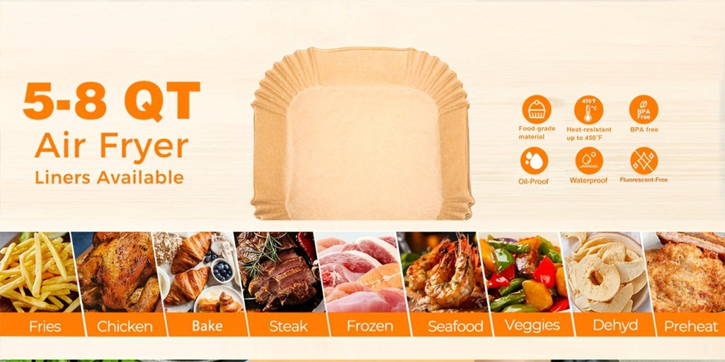 Air Fryer Parchment Paper Liners 250pcs - Non-Stick Disposable Square Liner Sheets for 5-8QT Air Fryer Basket Baking Roasting Microwave Unbleached - product image 12