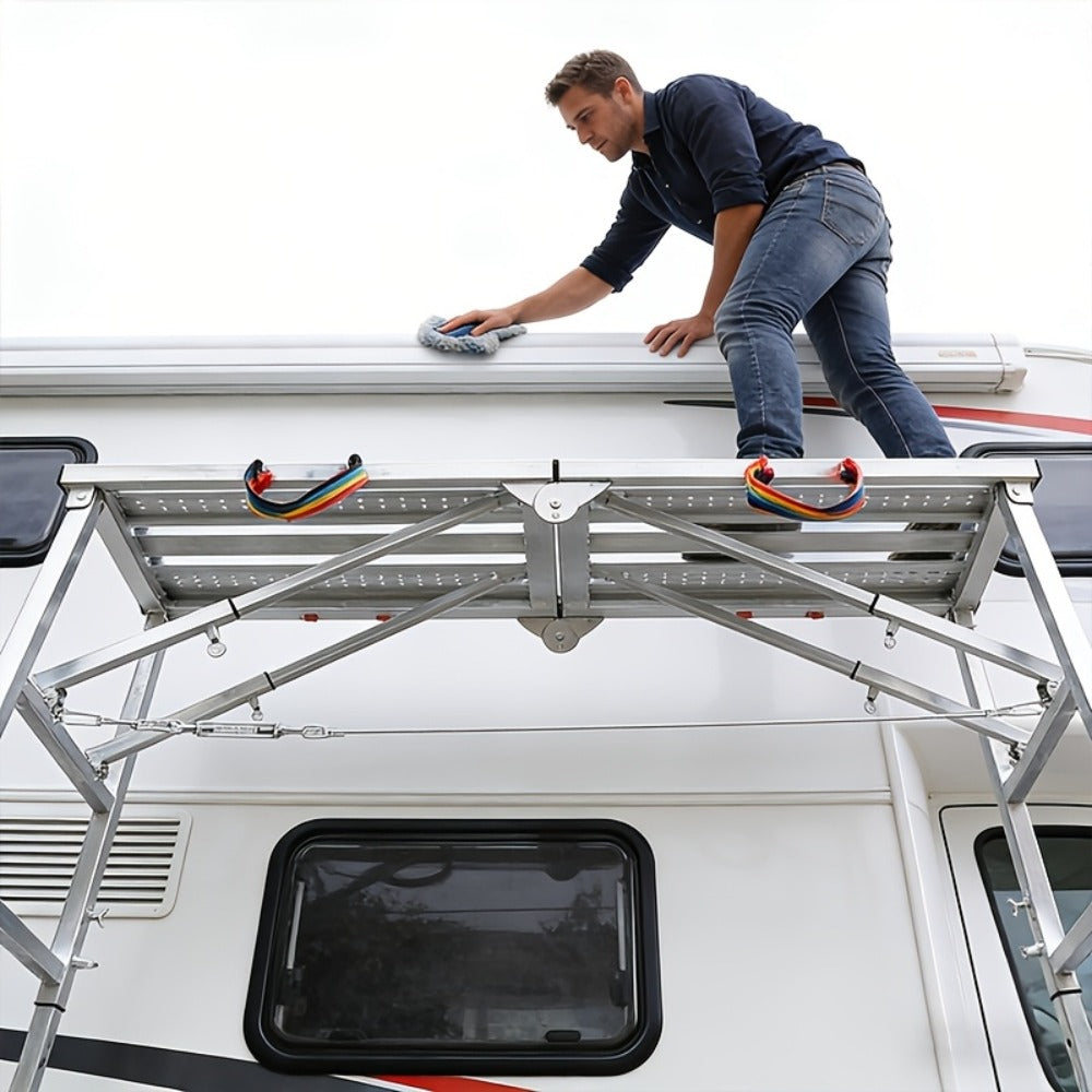 Folding Scaffold Step Stool Adjustable Height 39-79" Portable Steel Work Platform 1300 lb Capacity for Home Renovation Painting Car Washing RV Cleaning - product image 9
