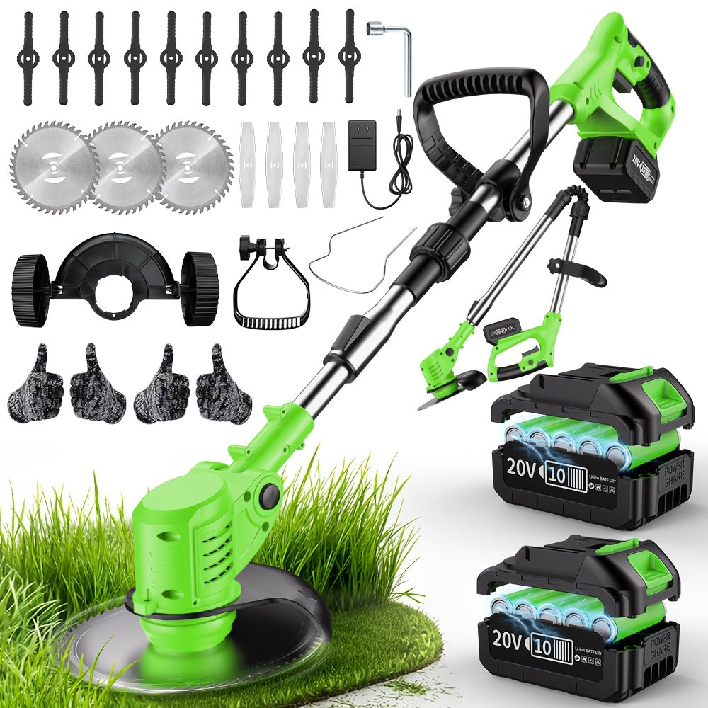 Portable Cordless Electric Lawn Mower, 3-in-1 Trimmer Edger Shrub Cutter W/ Adjustable Height & Rotating Head 3 Blades & 2 High-Capacity Lithium Batteries - product image 9