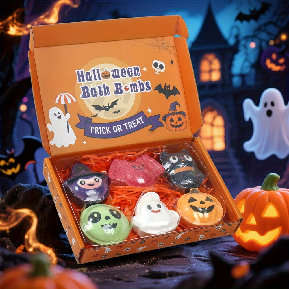 Halloween Bath Bombs Gift Set 5 Pcs Individually Wrapped - Pumpkin Bat Skull Black Cat Shapes Essential Oil Fizzy Bath Salts, Spooky Spa Gift for Women Men Kids, Halloween Party Fa - product image 9