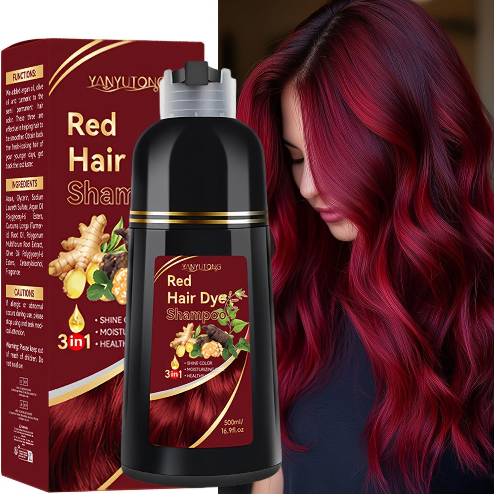 Plant Pigment Gray Coverage Hair Dye Shampoo 500ml — 2-in-1 Glycerin Moisturizing Color & Cleanse, Fast Gray Coverage, Black Brown Chestnut Red, Safe Unisex All Hair Types - product image 6