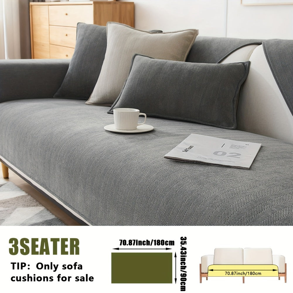 Chenille Ribbed Sofa Cover - Pet Friendly Non-Slip Machine Washable Soft Stretch Slipcover for 1-4 Seater Sectional Sofa Living Room Bedroom Office, 9 Colors - product image 31