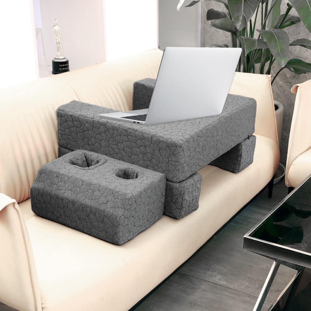 Adjustable Reading Gaming Wedge Pillow with Armrests – Multipurpose Foam Support Pillow for Bed, Sofa & Floor, Steam Deck & Switch Compatible, Gray - product image 4