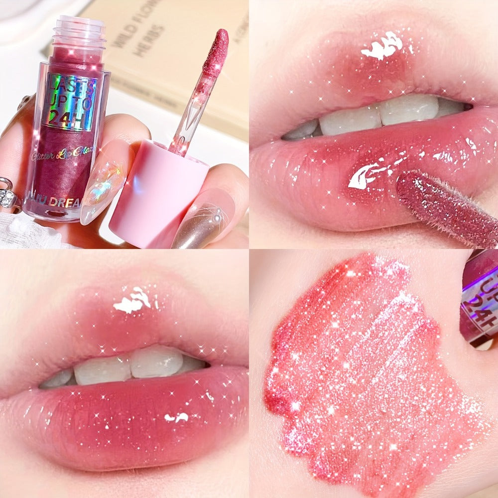 24H Waterproof Glitter Lip Gloss & Lip Stain Set 3PCS – Moisturizing Lip Oil Formula, Long-Lasting Smudge-Proof Glitter Shine in Berry Coral Pink Red Shades for Women All Skin Tone - product image 19