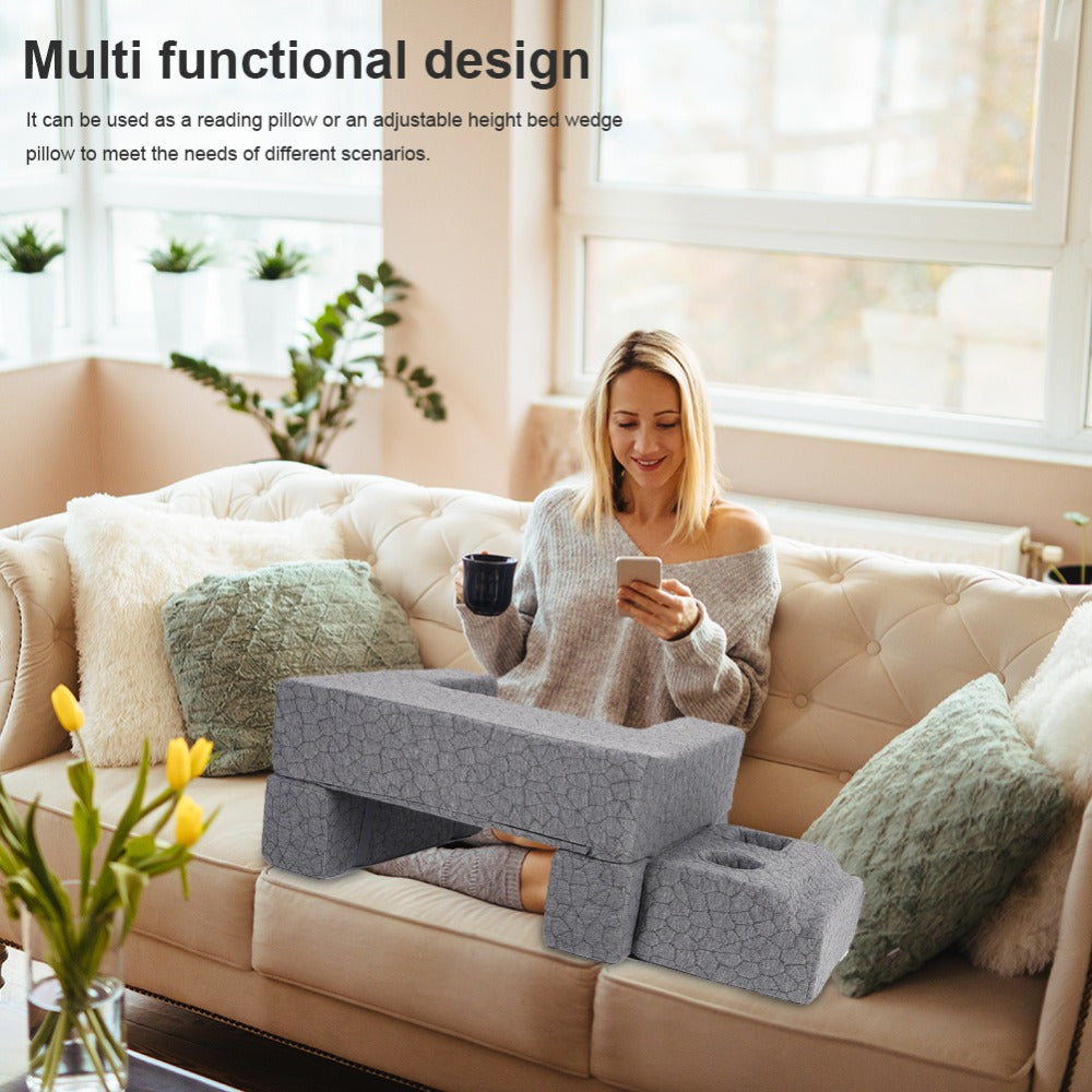 Adjustable Reading Gaming Wedge Pillow with Armrests – Multipurpose Foam Support Pillow for Bed, Sofa & Floor, Steam Deck & Switch Compatible, Gray - product image 10
