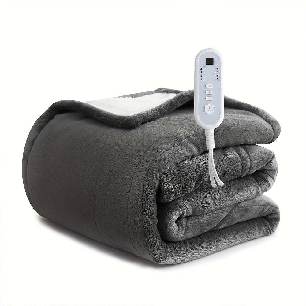 Electric Blanket with Temperature Control and Timer – Extra Large Flannel Heated Blanket, 8 Levels 10-Hour Auto-Off, Machine Washable, PTC+NTC Overheat Protection, Throw Twin Full  - product image