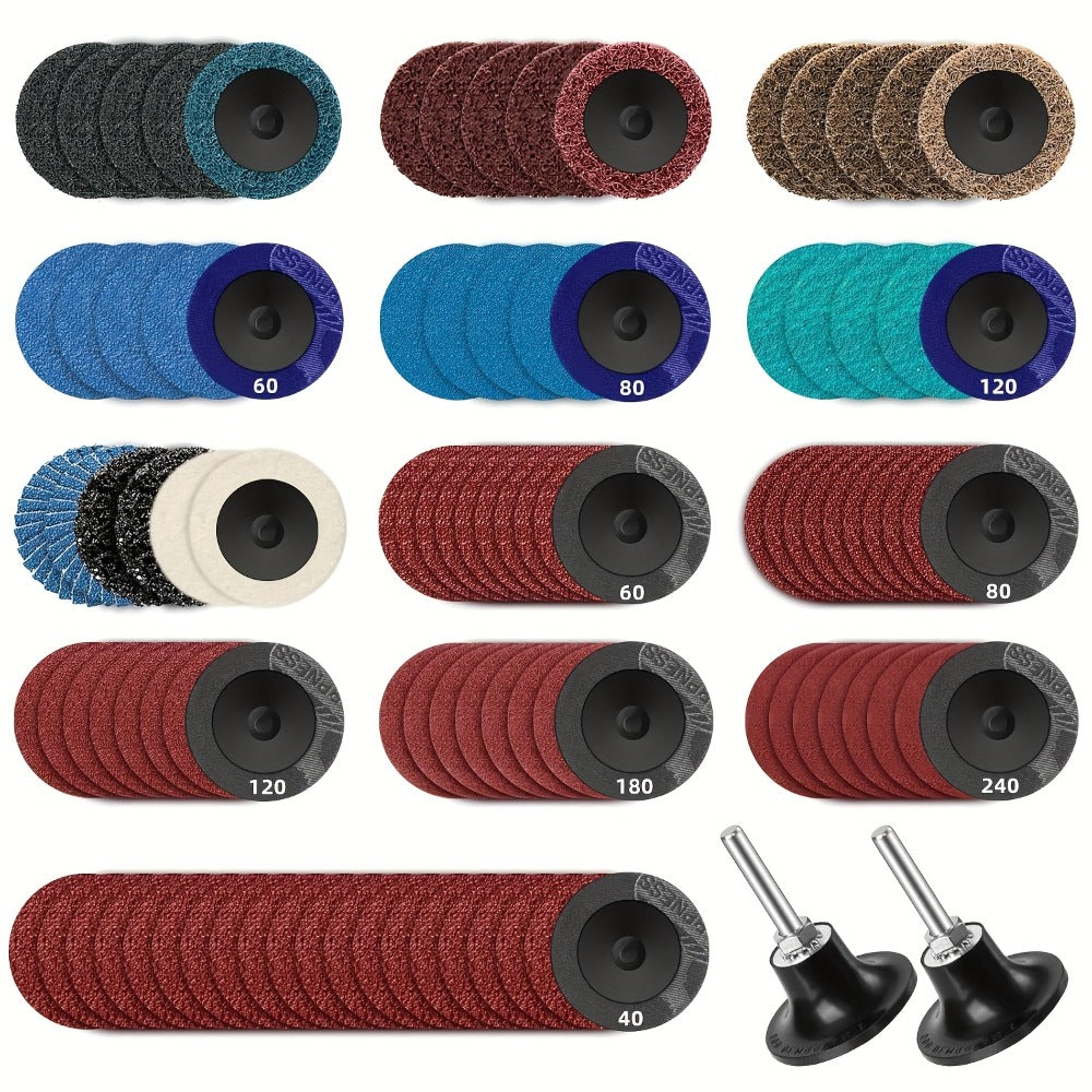 108pcs 2 Inch Sanding Discs Set with 1/4" Holder – Roloc Quick-Change Surface Conditioning Discs for Die Grinder, Rust & Paint Removal, Polishing & Grinding - product image