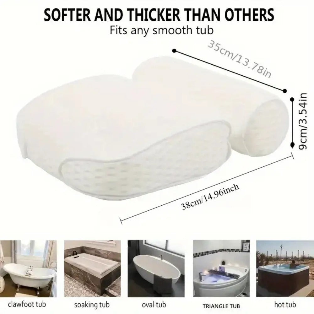 Bath Pillow with Suction Cups Spa Bathtub Neck Back Support Cushion Non-Slip Waterproof Headrest for Tub Relaxation Home Spa Accessories Women Men Ergonomic Quick-Dry Mold Resistan - product image 5