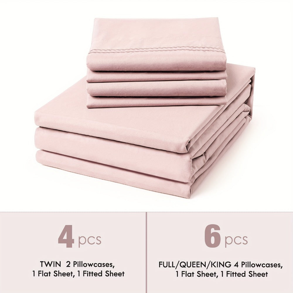 Bed Sheet Set Deep Pocket Soft Microfiber - Fitted Sheet Flat Sheet & Pillowcases Twin Full Queen King - Cooling Breathable Fade Resistant Sheets for Daily Use Dorms Guest Rooms - product image 7