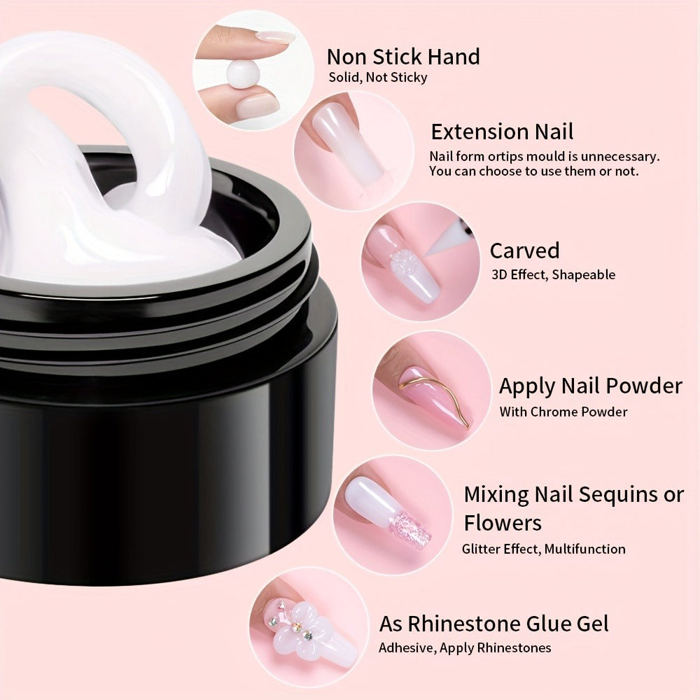 Builder Gel Nail Extension Starter Kit 5pcs Clear Nude Solid — Hard Gel Sculpting Set with Flower Molds & Sculpting Brush for 3D Floral Nail Art, Rhinestone Acrylic Extensions for  - product image 7