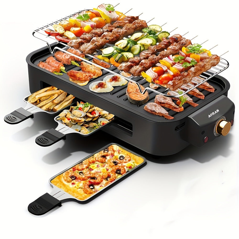 Electric BBQ Grill Indoor – 1500W Smokeless Tabletop Grill with Removable Frying Pan, Waffle Maker & Non-Stick Stainless Steel Plates, Adjustable Temperature, Perfect Christmas Hou - product image 3