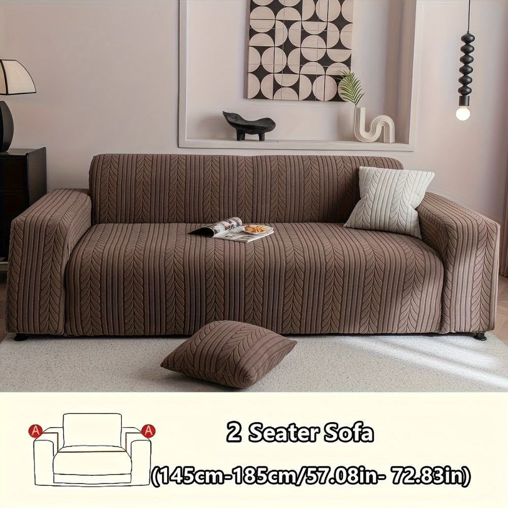 Sofa Cover Stretchy Washable Slipcover for 1 2 3 4 Seater Couch, Zigzag Textured Fabric, Scratch Slip Resistant Furniture Protector, Cream White Light Grey Dark Gray Coffee Brown - product image 20