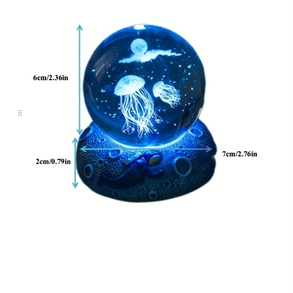Starry Sky Crystal Ball Night Light – 3D Blue Galaxy Glass Sphere LED Desk Lamp, Creative Tabletop Decor Light for Bedroom, Unique Gift for Holiday Party Birthday (Blue Starry Sky) - product image 4
