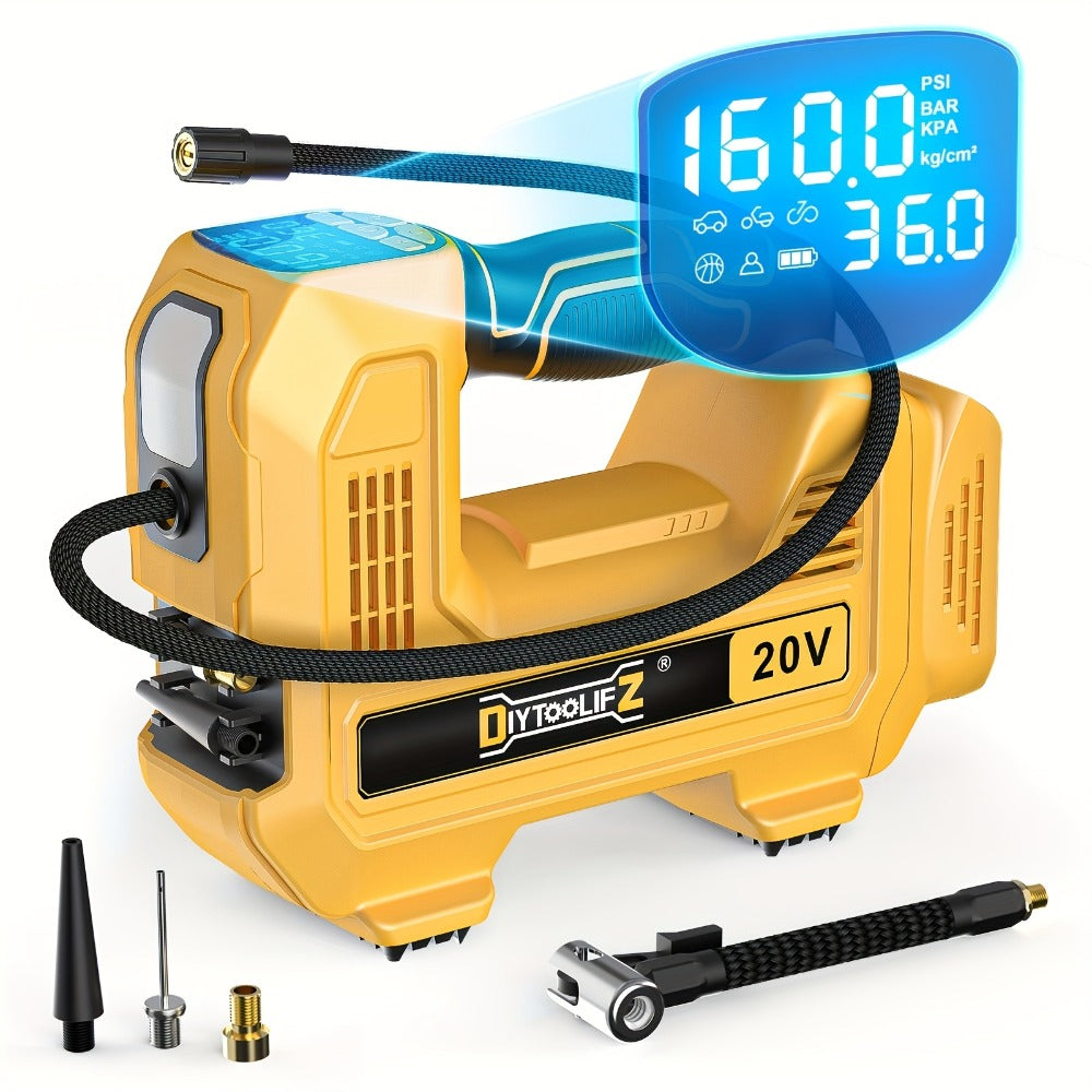 Cordless Tire Inflator 160PSI Portable Air Compressor Compatible with DeWalt 20V / 18V Battery – Digital Pressure Gauge, Fast Inflation for Cars, Motorcycles, Bicycles & Sports Bal - product image 12