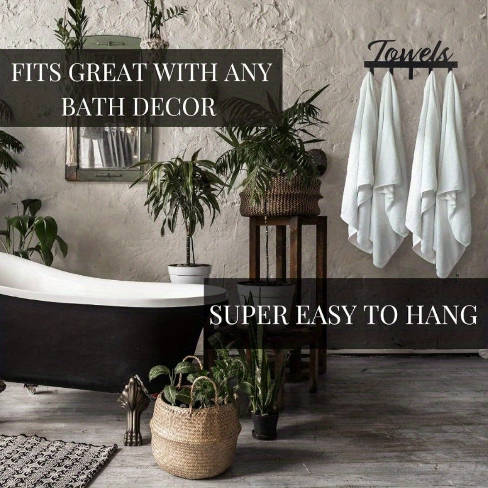 Wall Mount Towel Rack with 5 Hooks Farmhouse Bathroom Organizer Space Saving Towel Holder for Bathroom Kitchen Entryway Easy Install Rust Resistant - product image 2