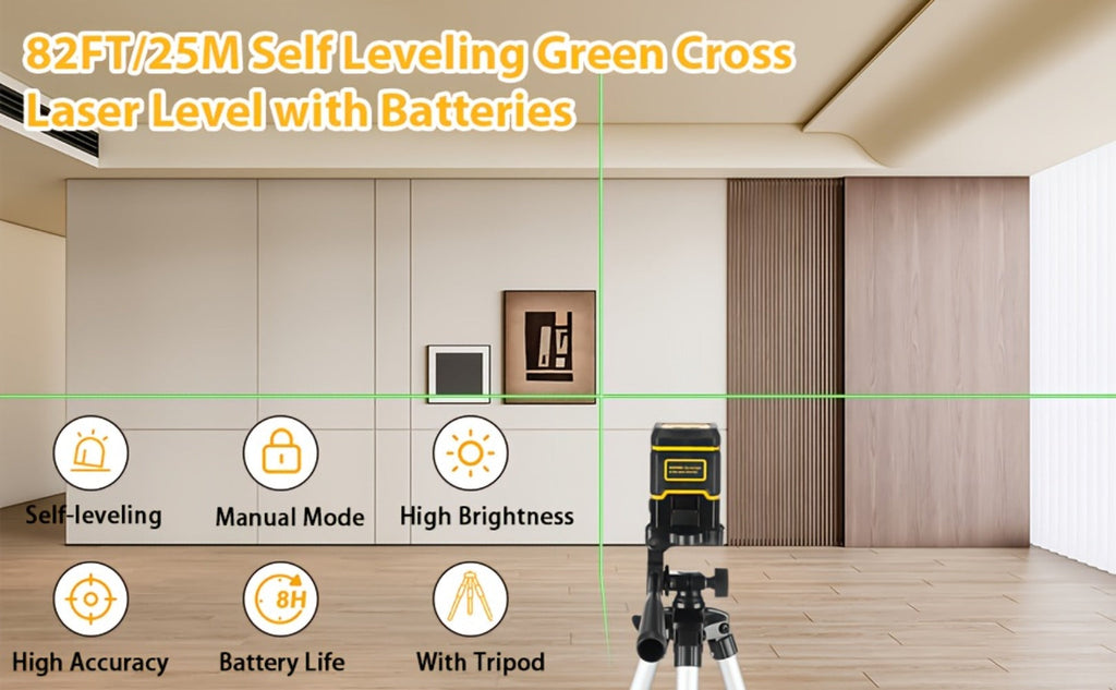 Green Laser Level Self-Leveling with Tripod – Horizontal & Vertical Cross Line Laser for Construction, Tiling, Home Renovation & Interior Decoration - product image 9