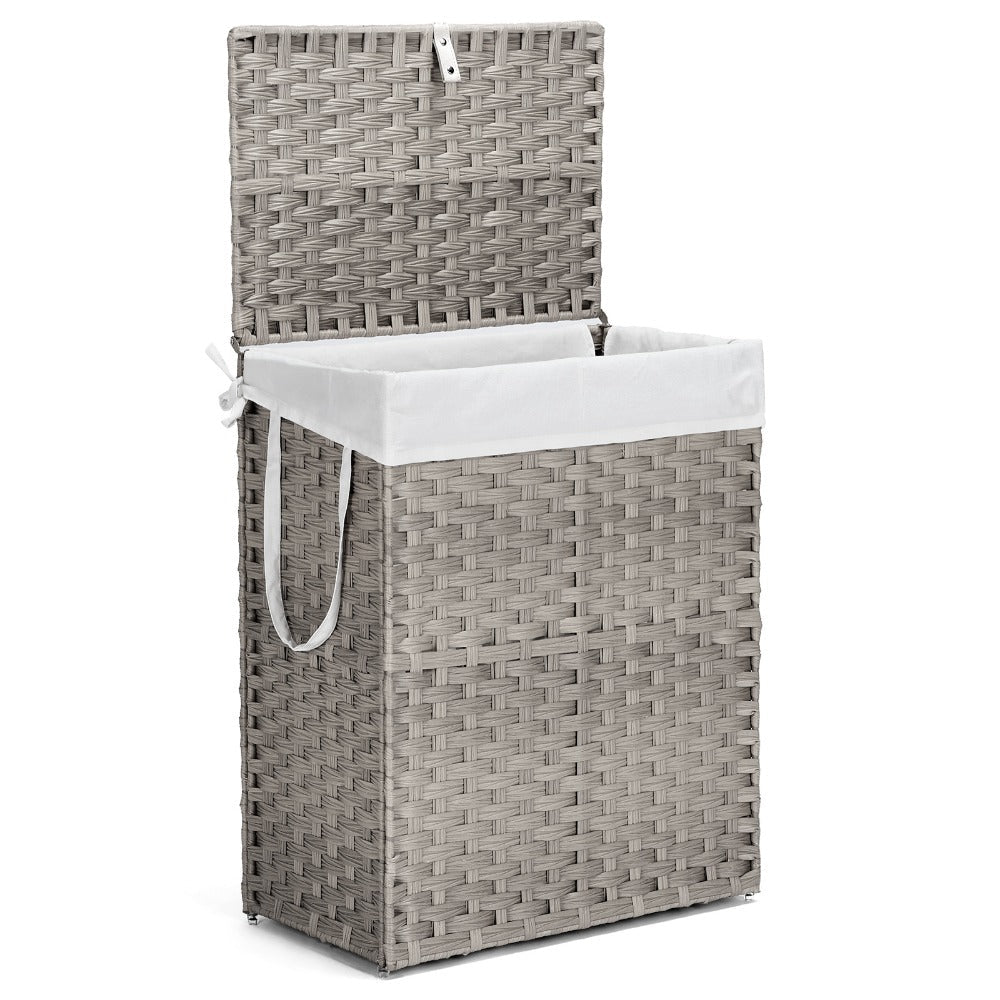 Laundry Hamper with Lid Large Capacity Woven Rattan Storage Basket, Collapsible Clothes Hamper with Handles & Removable Liner, Foldable Breathable Wicker Basket for Bedroom Home Do - product image 9