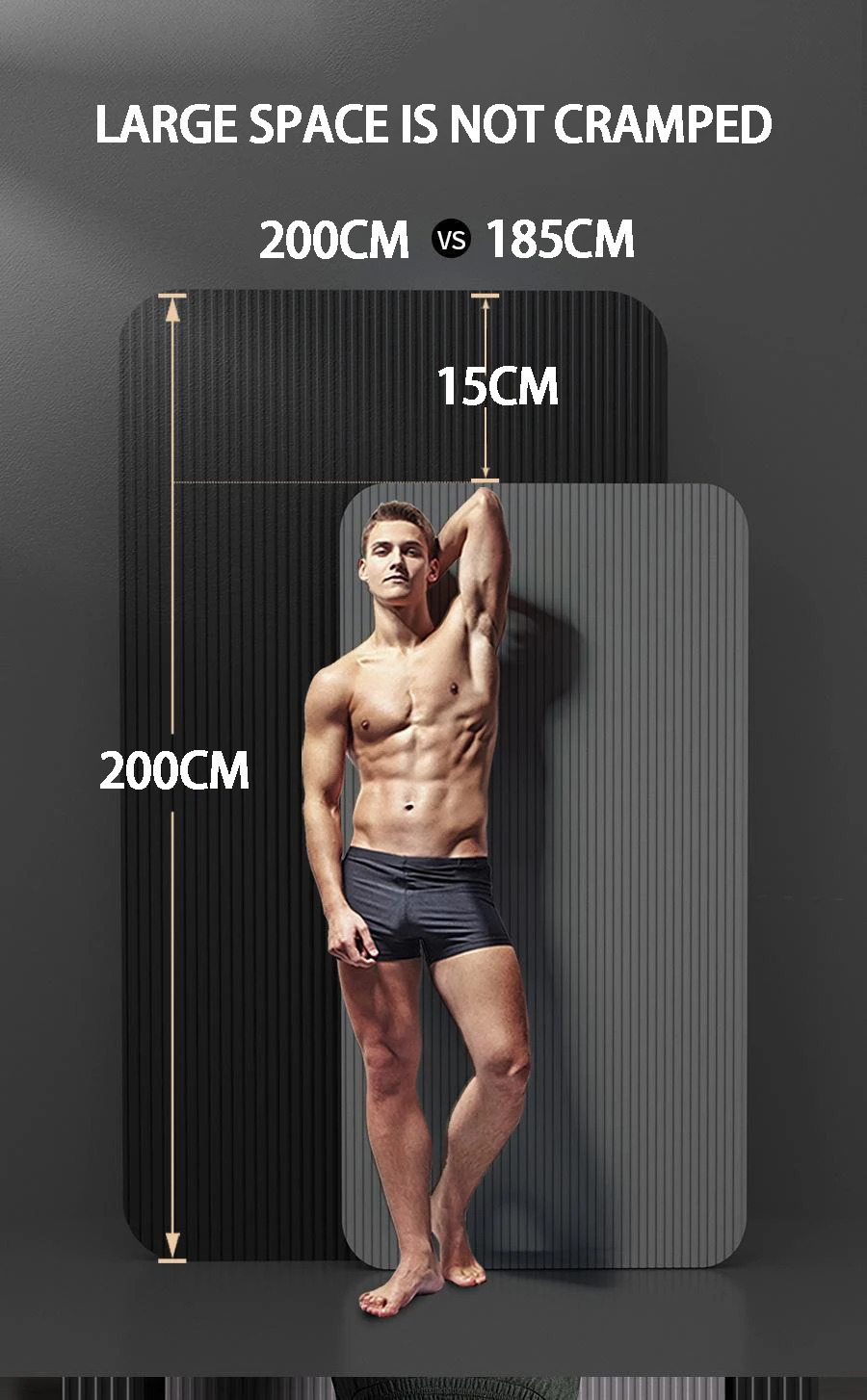 Extra Long 79 x 35 Inch Non-Slip Exercise Mat for Men, High-Density Cushioning for Pilates, Fitness, Stretching & Home Gym Workouts – Extra Thick Yoga Mat 20mm - product image 12