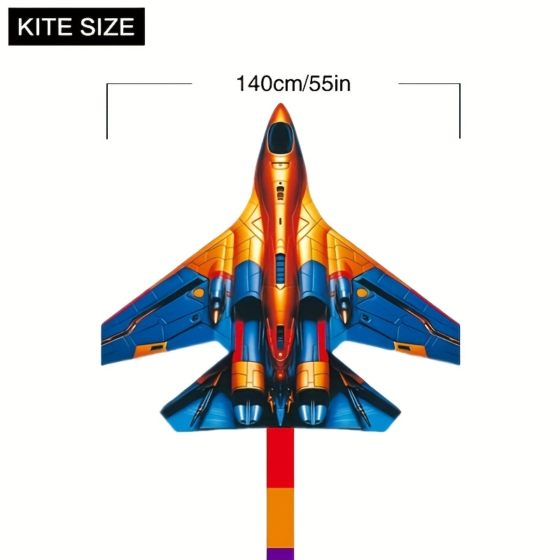 Large Fighter Plane Kite 200cm+ Polyester | Colorful Stunt Kite for Adults & Kids, Outdoor Flying Fun at Beach Park & Open Fields, Easy to Fly, Vibrant Mixed Color Design