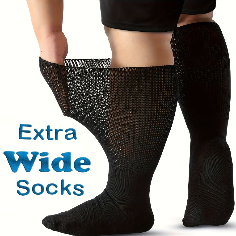 Extra Wide Socks for Swollen Feet 6 Pairs Stretch to 30 Inch Non-Binding Seamless Loose Fit Neuropathy Bariatric Edema Socks for Men Women Plus Size Seniors Multi Color - product image