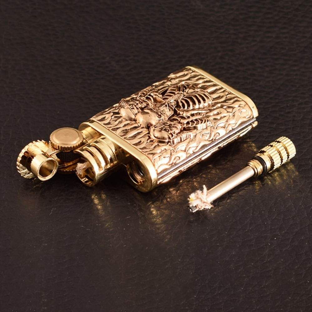 Kerosene Lighter 2-in-1 Permanent Match Flint Wheel Refillable – Golden Windproof Pocket Lighter with Built-In Match Strike, Unique Gift for Men, Father’s Day & Outdoor Use - product image 6