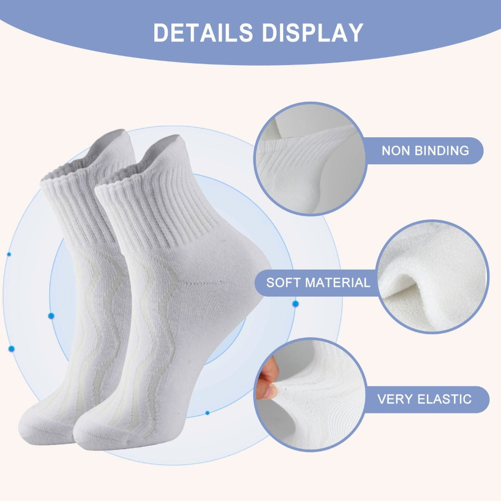 Diabetic Socks for Men & Women, 12 Pairs Non-Binding Wide Top Ankle Socks with Extra Cushioned Sole, Seamless Toe, Soft Cotton Comfort Socks for Sensitive Feet, Black & White - product image 5