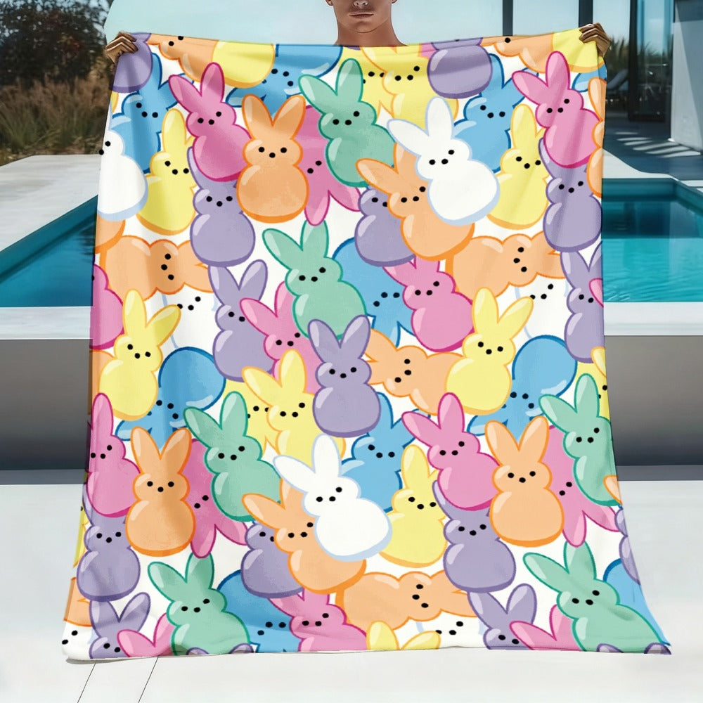 Easter Rabbit Flannel Throw Blanket - Bohemian Pastel Bunny HD Print Soft Warm Lightweight All-Season Throw for Sofa Bedroom Camping Yoga Travel, Cozy Home Decor Gift - product image 2