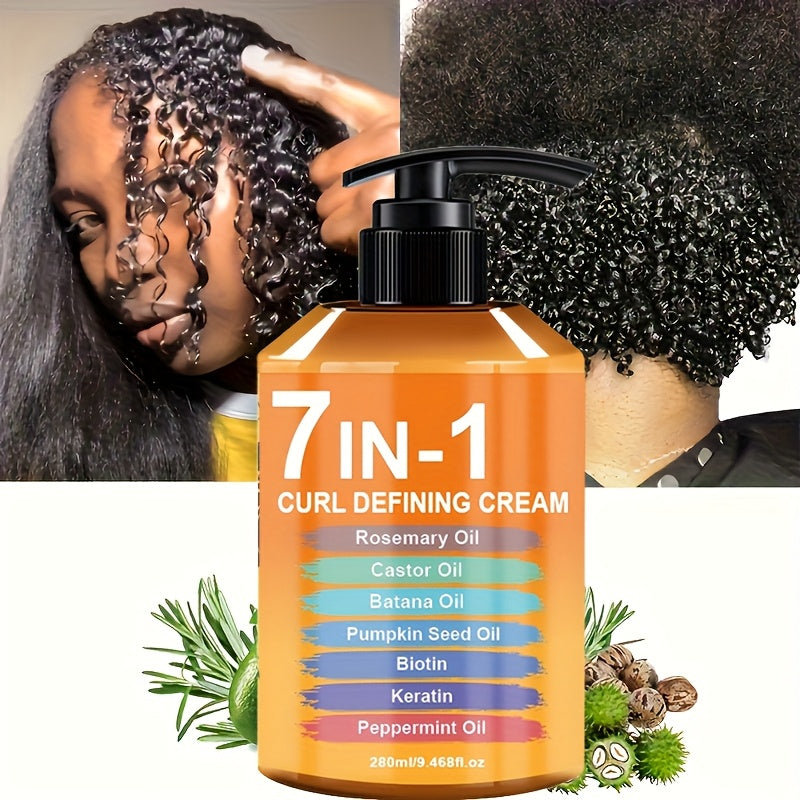 Curl Cream for Wavy & Curly Hair 7-in-1 Formula with Argan Oil & Rosemary Oil - Frizz Control, Long-Lasting Definition, Natural Fluffy Finish, All Curl Types, 280ml - product image 9