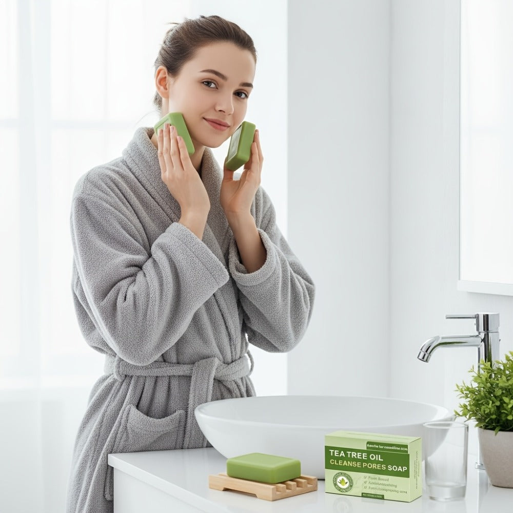 Tea Tree Bar Soap 3 Pack Handmade Plant Essence Deep Cleansing Antibacterial - Pore Purifying Natural Fragrance Face Body Wash for Acne Oily Skin All Skin Types - product image 8
