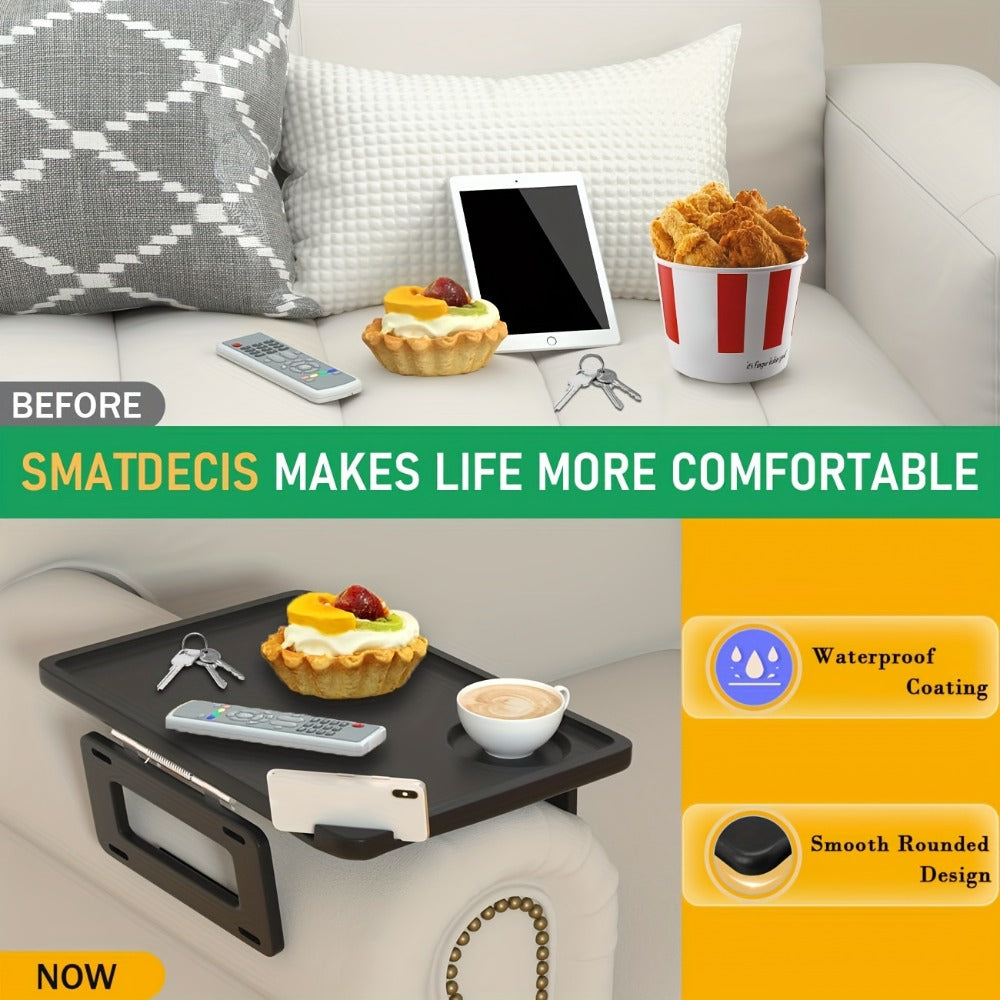 Bamboo Sofa Arm Tray with Folding Legs – Clip-On Couch Armrest Table for Snacks Drinks Remote Control Living Room Bedroom Breakfast Tray Natural Rectangular - product image 8